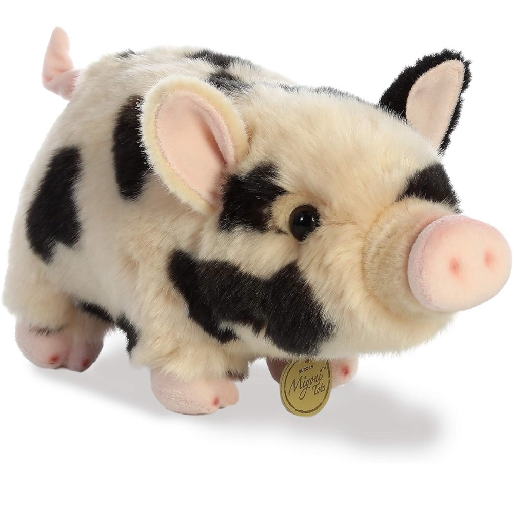Black and Cream Spotted Pig Plush Miyoni